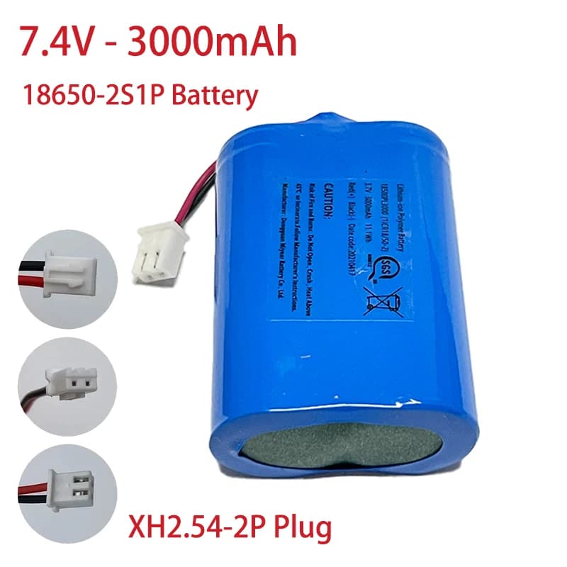 Batteria 18650 Batteria ricaricabile al litio da 7,4 V 3000 mAh per apparecchiature di monitoraggio Attrezzatura di sicurezza giocattolo Altoparlante Bluetooth