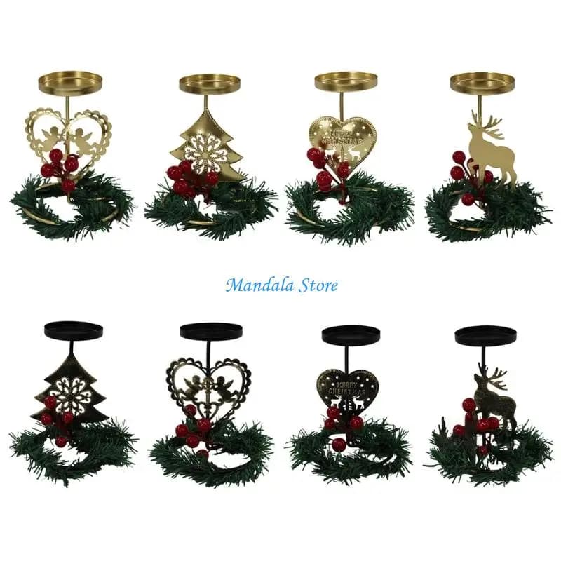 U2JC Portacandele natalizie Candeliere natalizio in ferro artistico Portacandele decorativo