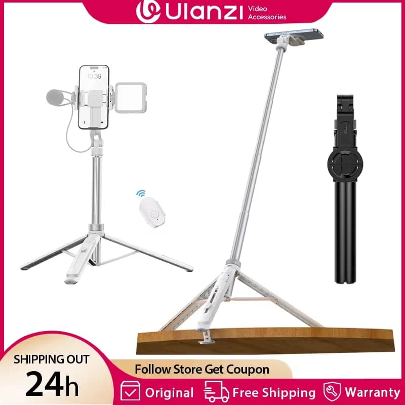 Phone tripod with selfie stick Ulanzi TT88 from 1,44 M with magnetic clamp Wireless remote extension tripod for LiveStreaming Vlog