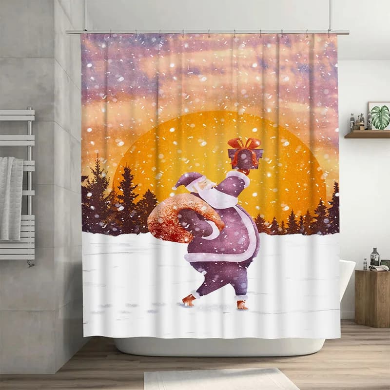 Tuniu Festivo Babbo Natale Tenda da bagno Vacanze di Natale Tenda da doccia Divertente renna Design Decorazione impermeabile