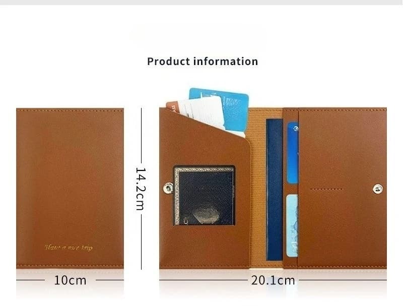 Portafoglio per passaporto da viaggio multifunzionale, tasche per carte con blocco RFID a 11 colori e bottone a pressione