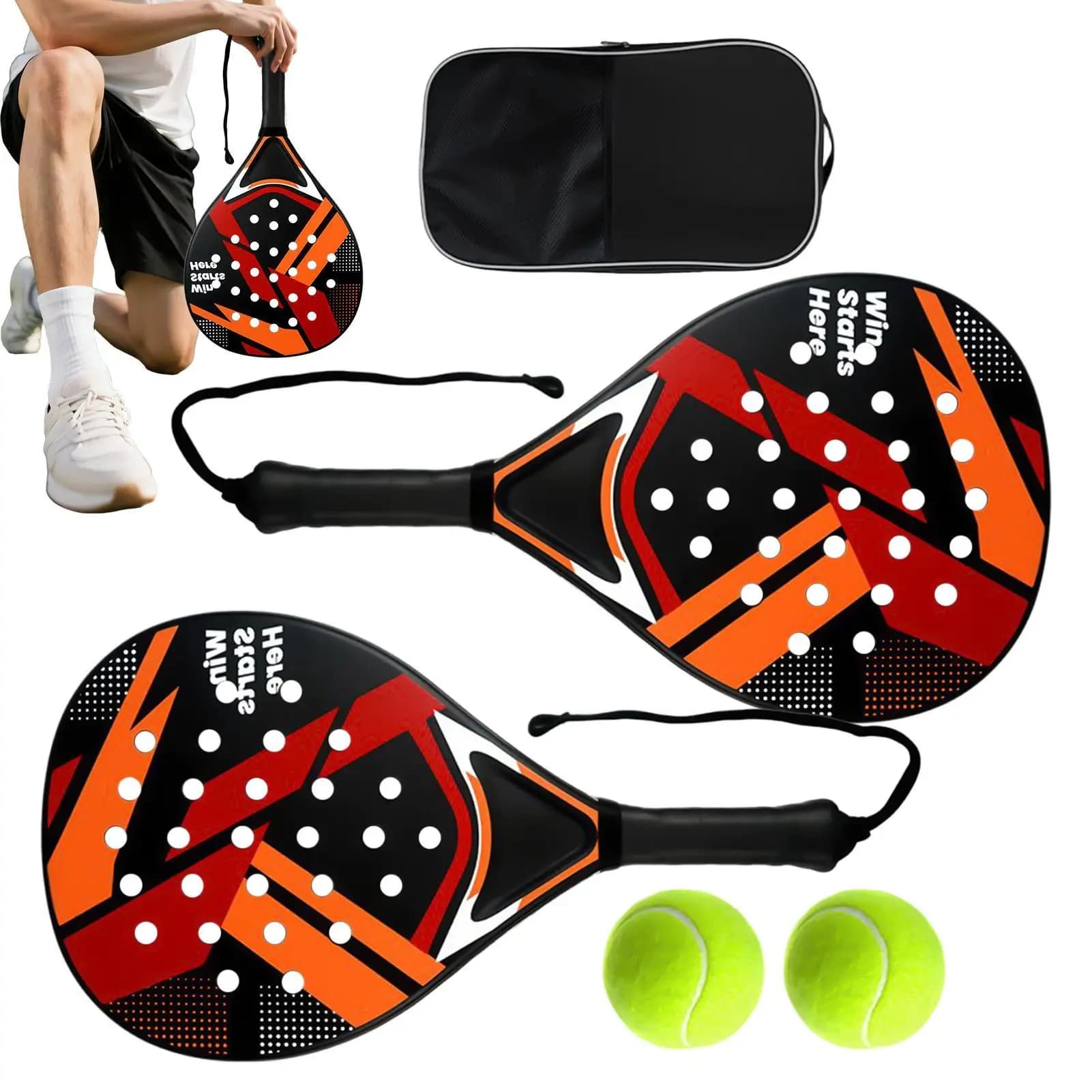 Racchetta da Paddle Tennis Leggera, Racchetta da Tennis Antiurto Antiscivolo con Palla da Tennis