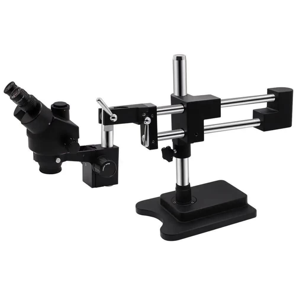Produttore di microscopi trinoculari stereo con zoom a braccio doppio microscopio 10HW 7-45X