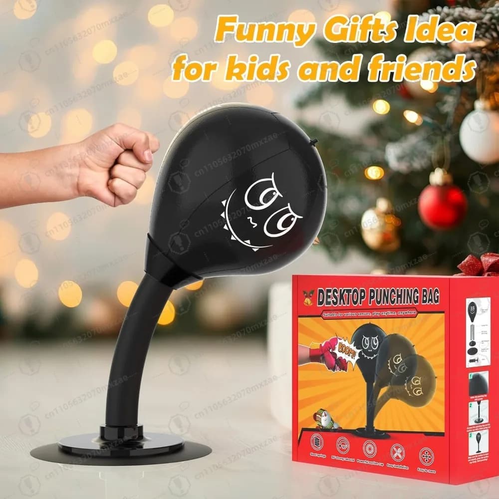 Table boxing bag with strong suction - Spring Antistress Boxing Ball for office desk and gifts