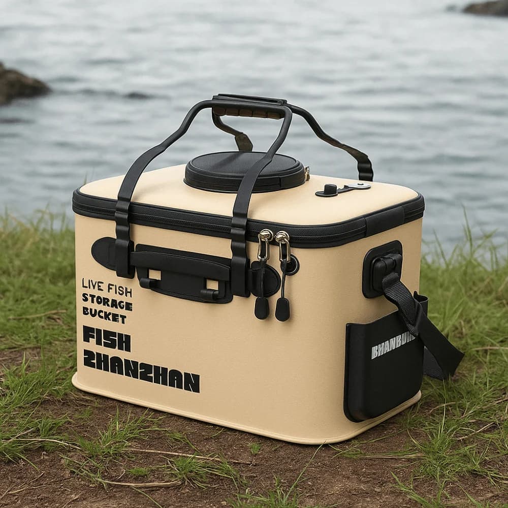 Rectangular Live Fish Bucket Foldable EVA Material Fishing Bucket Thickened Portable Live Fish Box Fishing Tackle