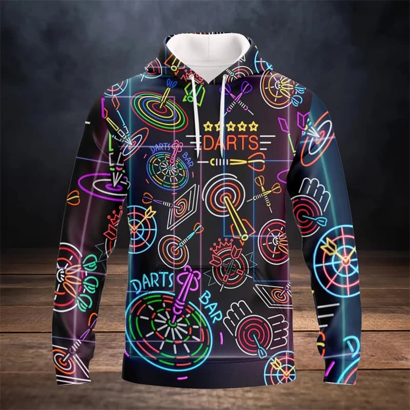 New Hoodies Sweatshirt Men's Hoodie 3D Dart Printed Pullover Oversized Male Tops 2024 Autumn Loose Vintage Clothing Hot Hoodies