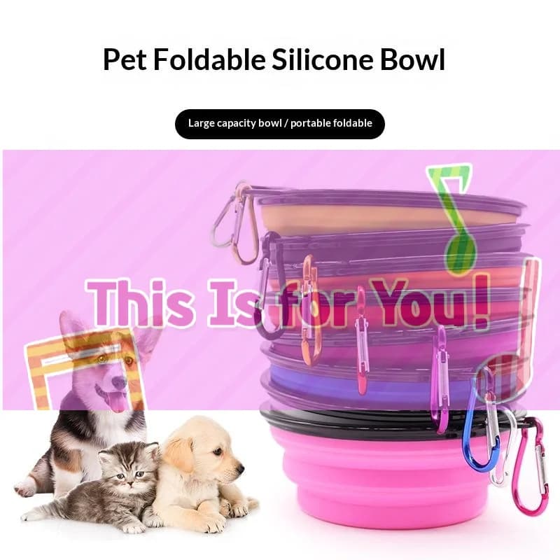 【HMA】Ciotola Pieghevole in Silicone per Cani e Gatti, Contenitore Portatile per Cibo da Viaggio, Ciotola per Cuccioli, Accessori per Animali Domestici
