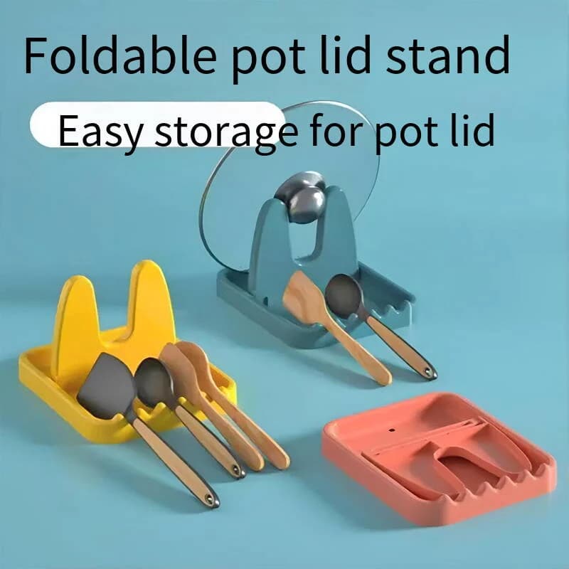 Portacoperchi pieghevole in plastica, porta cucchiai, forchette e spatole per organizzare la cucina, ripiano per coperchi e stoviglie.