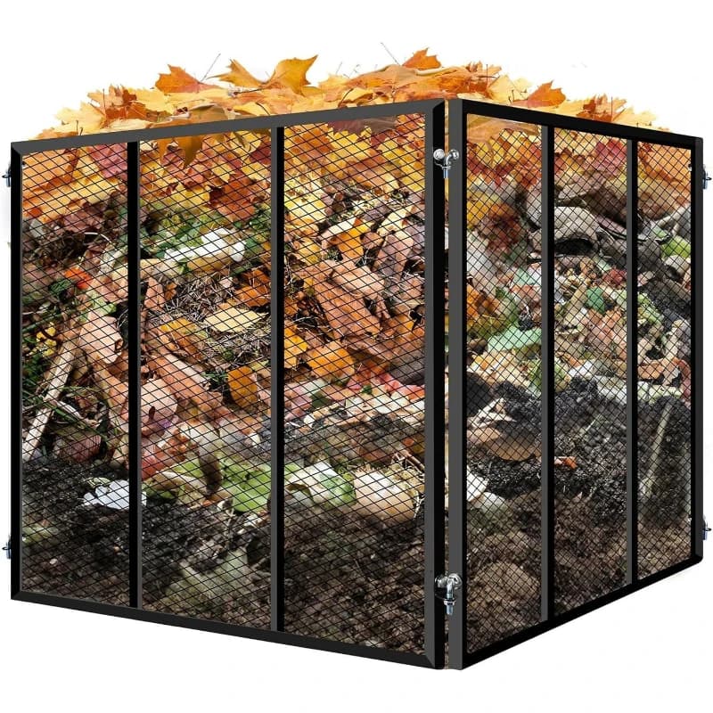 Large garden mesh compost bin, wrought iron four-piece breathable mesh compost fence