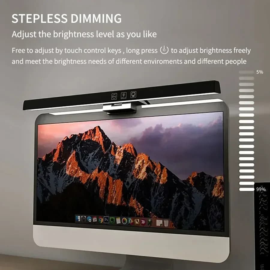 Lampada da Scrivania LED 50CM con Luce per Monitor, USB, Dimmerabile, Protezione Occhi, per Lettura, Studio e Lavoro
