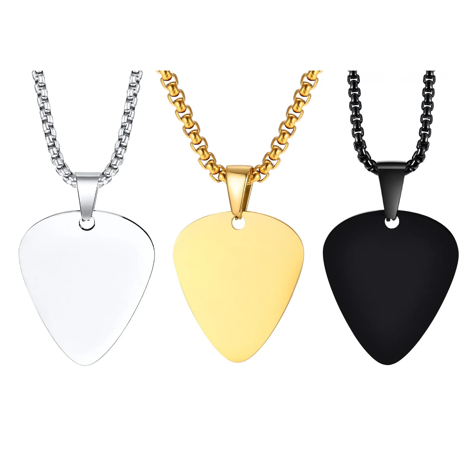 Collana con plettro per chitarra alla moda per uomo donna, collana in acciaio inossidabile, per amanti della musica,