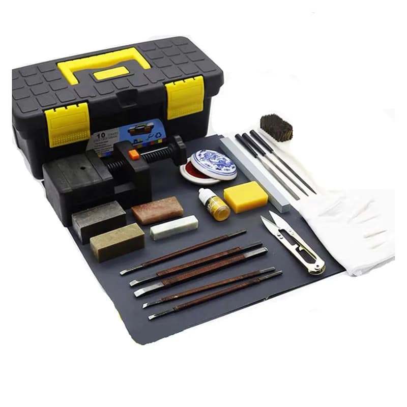 Calligraphy Seal Stone Carving Tools Chisel/Knife Set Chinese Seal Stone, Wooden Seal Carving Bed for Carving 15 Pieces Set