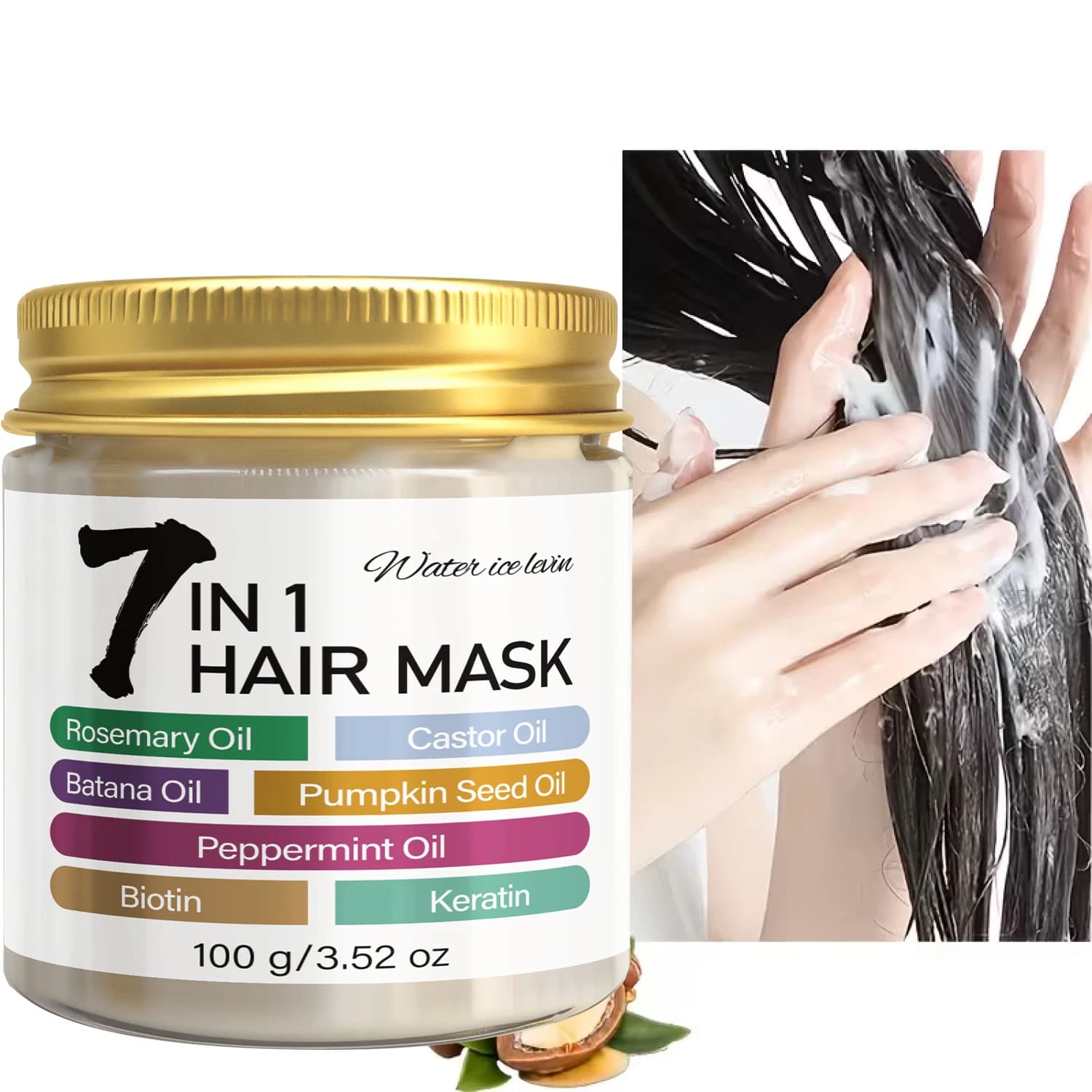 100g Hair Mask with Keratin, Rosemary Oil and Castor Oil - Nutrient Treatment and Smooth for All Hair Types, Non Sticky