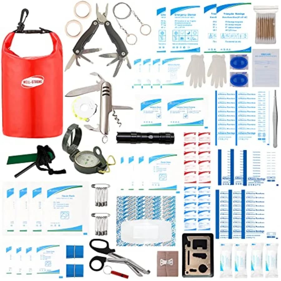 Kit di Pronto Soccorso Impermeabile per Barche - 3L con Chiusura Roll-Top, Forniture Mediche di Emergenza per Kayak, Sicurezza Nautica e Attrezzatura di Sopravvivenza con 234 Pezzi