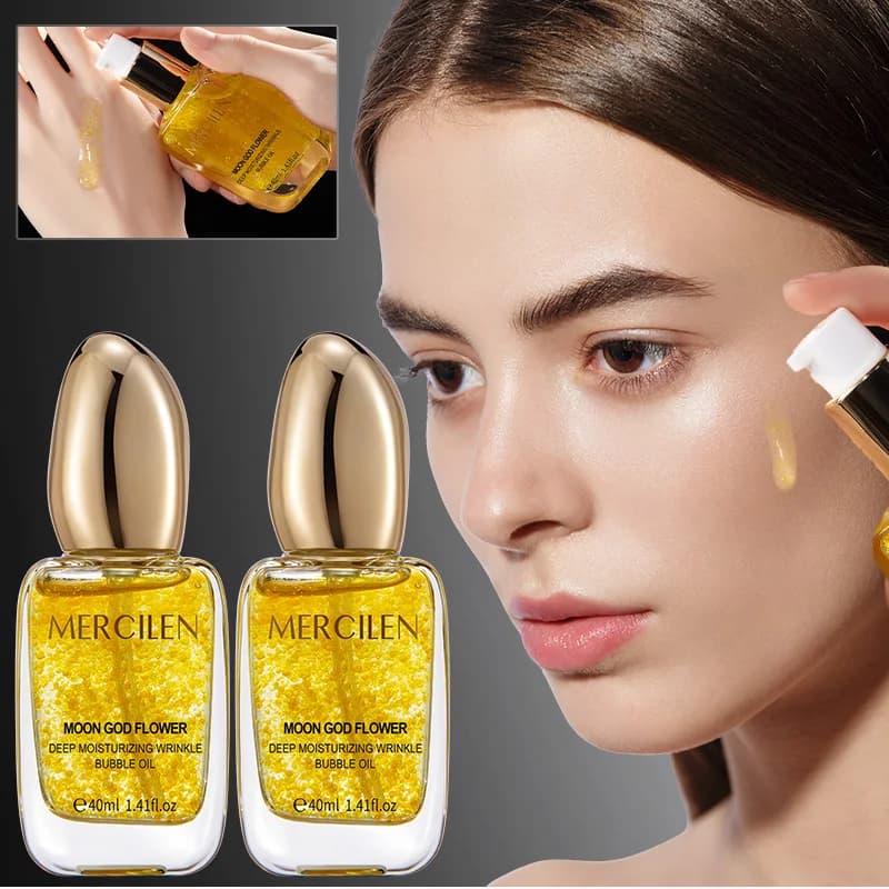 Mercilen Moon Goddess Flower Collagen Moisturizing Bubble Essence Oil 40ml, Moisturizes, Nourishes, and Firms the Skin, Daily Facial Care, Contains Plant-Based Squalane, Suitable for Both Men and Women
