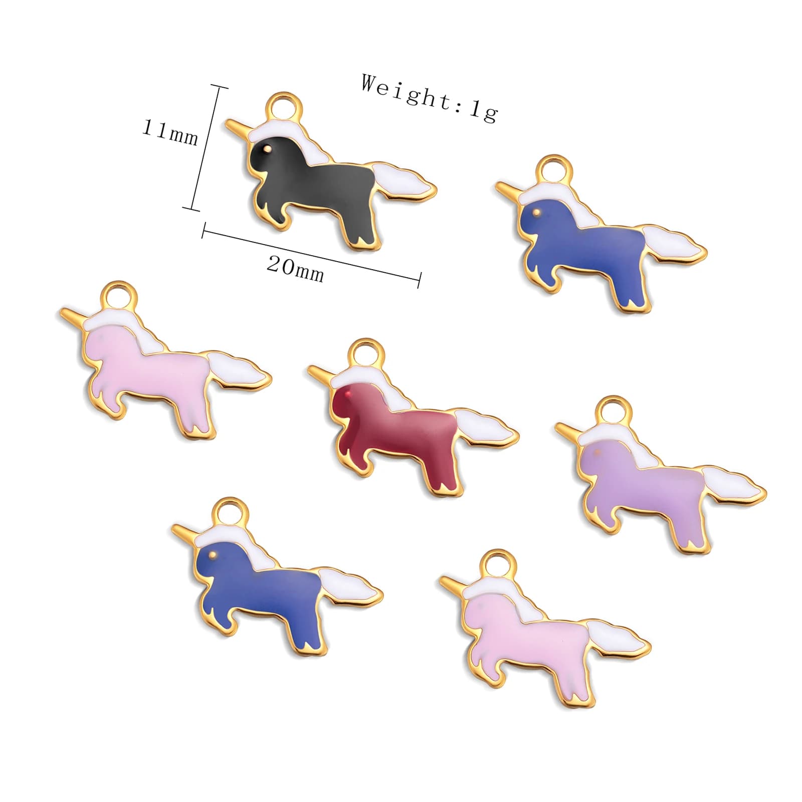 3 Pezzi Mini Ciondoli Smaltati in Acciaio Inossidabile a Forma di Unicorno Portafortuna per Creazione Fai da Te di Braccialetti, Collane, Orecchini e Artigianato a Tema Animale