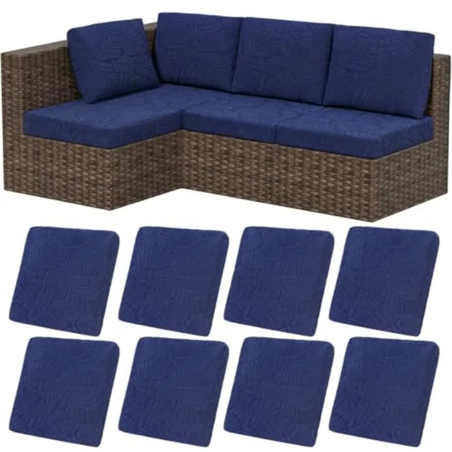 Set di Copricuscini Elasticizzati HEBE per Patio, 8 Pezzi, Impermeabili, Lavabili e Riutilizzabili per Divani da Esterno