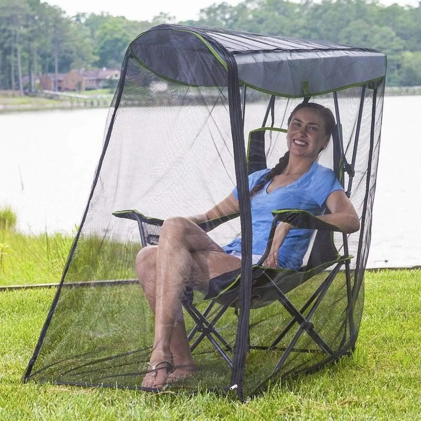 Tenda da sole compatta impermeabile protettiva per tenda da esterno con rete per mosche da patio per la pesca all'aperto nel cortile