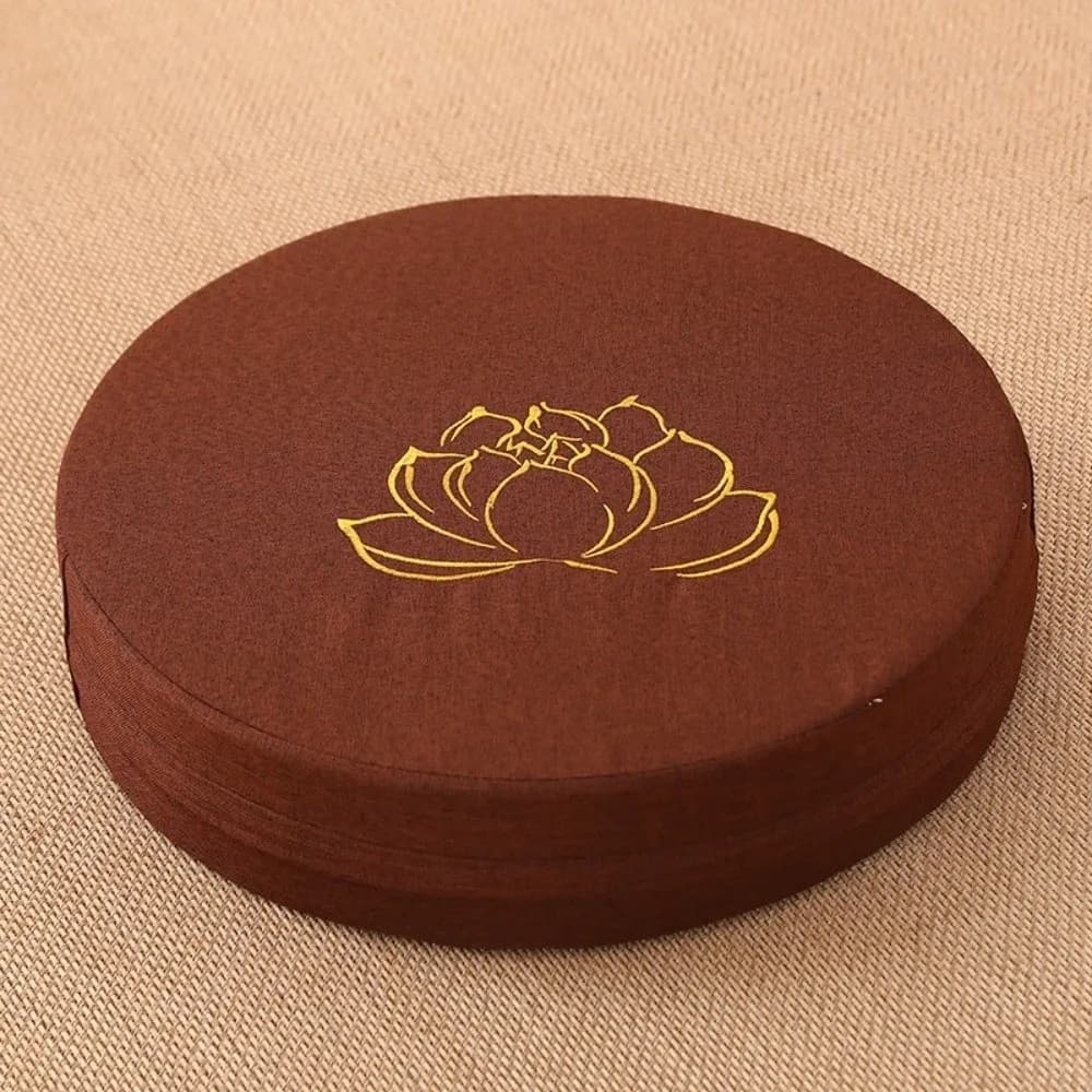 Simple Lotus Embroidered Yoga Meditation Cushion Washable Removable Cover Tatami Mat Thickening Fill Round Backrest Pillow