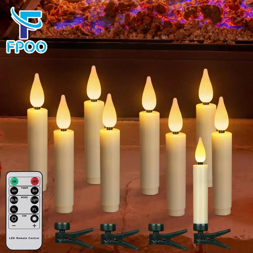 Candele FPOO LED decorazione natalizia candela Timer galleggiante fiamma tremolante candela a distanza per compleanno decorazioni per la casa candela elettrica a Led candela