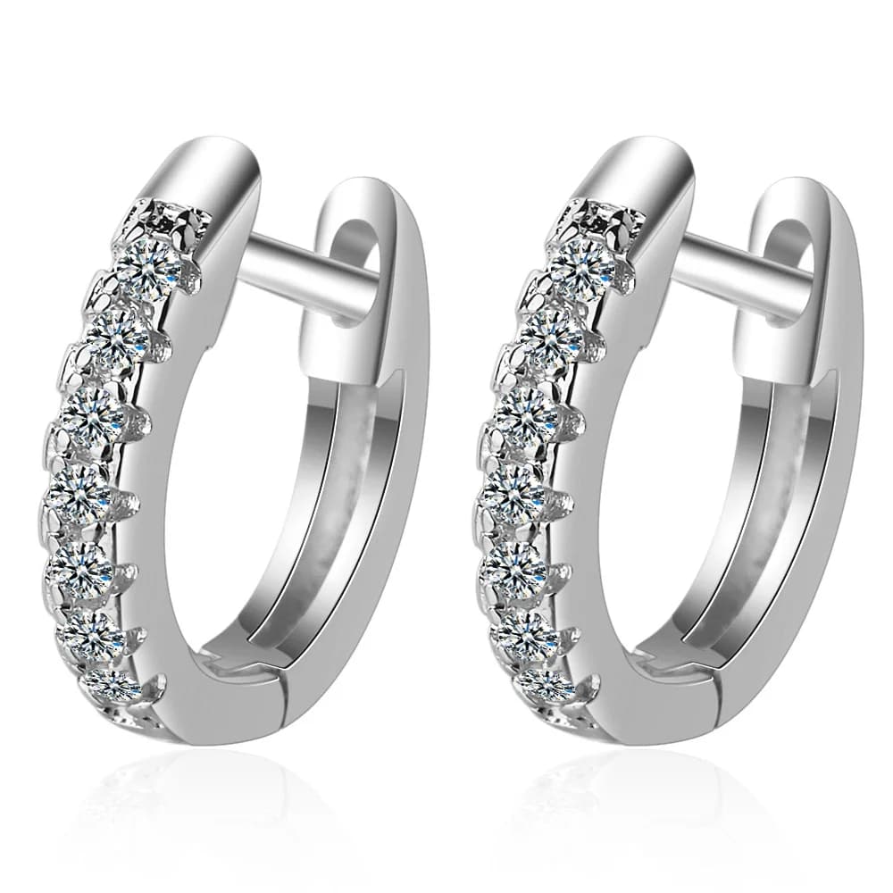 Ins semplici orecchini in argento sterling 925 scintillanti orecchini a bottone con zirconi a fila singola per le donne Brincos Oorbellen Pendientes