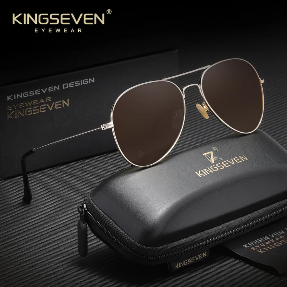 KINGSEVEN Occhiali da sole pilota Uomo Donna Occhiali da guida Polarizzati UV400 Lega con montatura sottile Occhiali con lenti a specchio Occhiali da donna