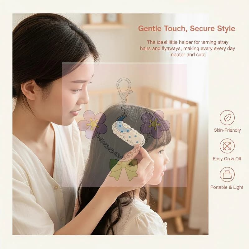 2Pcs No Damage Frizz Control Hair Clips Cute Children's Hair Magic Tape Girl's Sweet Lovely Hair Styling Tool For Back Of Head