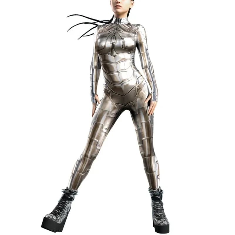 Cosplay Punk Robot Women Adult Clothing Colorful Texture Print Zentai Body Sleeves for Inch Costume Halloween Outfit