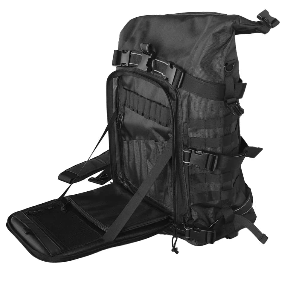 Borsa da coda per moto espandibile nera Bagagli da viaggio Borsa da bar Sissy Zaino per attrezzatura da moto con cinghie Sissy Bar