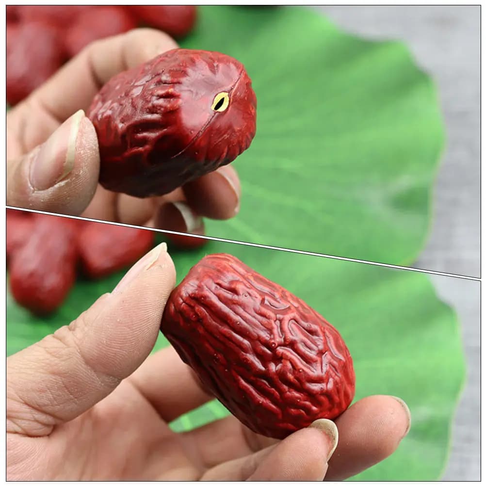 30 Pezzi di Datteri Rossi Artificiali Realistici, Decorazione per la Casa, Oggetto di Scena per Fotografia, Esposizione Alimentare, Frutta Finta