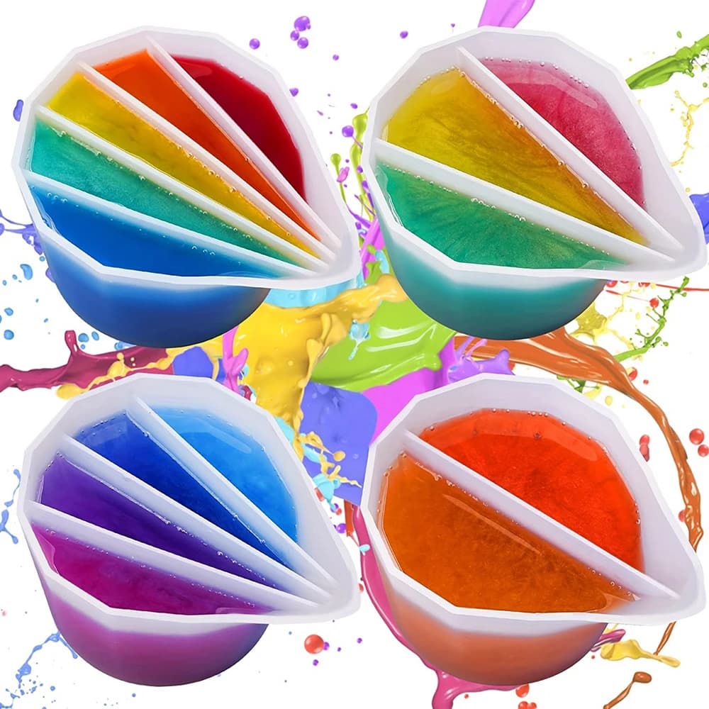 2/3/4/5 Silicone Grills Divided Tazza Epossidica Mix for Paint Pour Cups Made of Resin FAI DA TE Fluid Art Drawing Mugs Divided That Make Tools