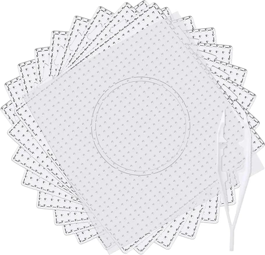9 pezzi 5 mm grandi perline fusibili quadrate pannelli forati perline di plastica con carta da stiro, pinzette per perline per bambini perline artigianali