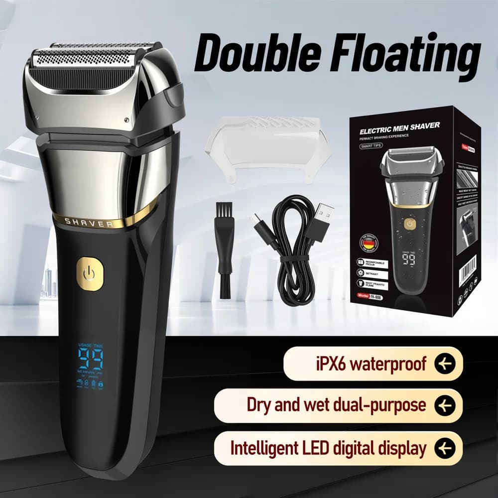 Electric Razor for Men Wireless Rechargeable Waterproof Lamina Razor with LED Display for Shavers to Cut Shaving