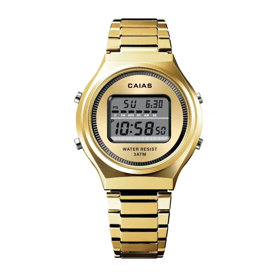 Orologio unisex G-SHOSU, quadrante rotondo, orologio sportivo digitale al quarzo 2100, completo di funzioni, ora mondiale, doppio display LED