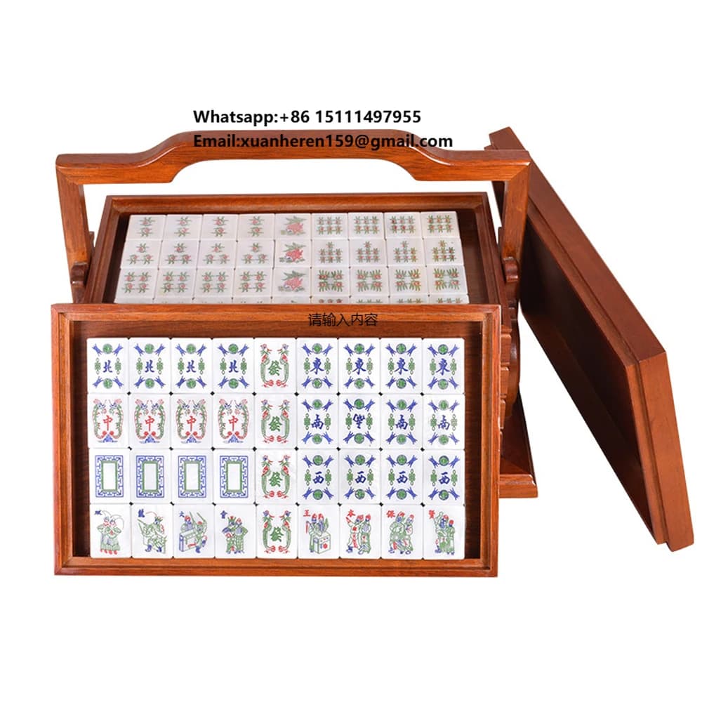 Custom Retro Mahjong Tiles Black Rosewood Inlaid Shell 38x28x21mm Mahjong Set 144 Pieces Packaging Box Lase/Digital Printing