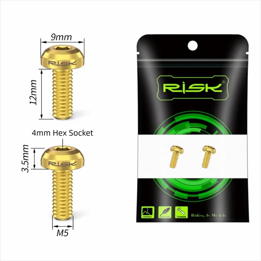 2PCS Titanium Bike Fixing Screws Multicolor M5x12mm Bicycle Water Bottle Cage Bolts with Gasket Install Screws Air Pump Holder