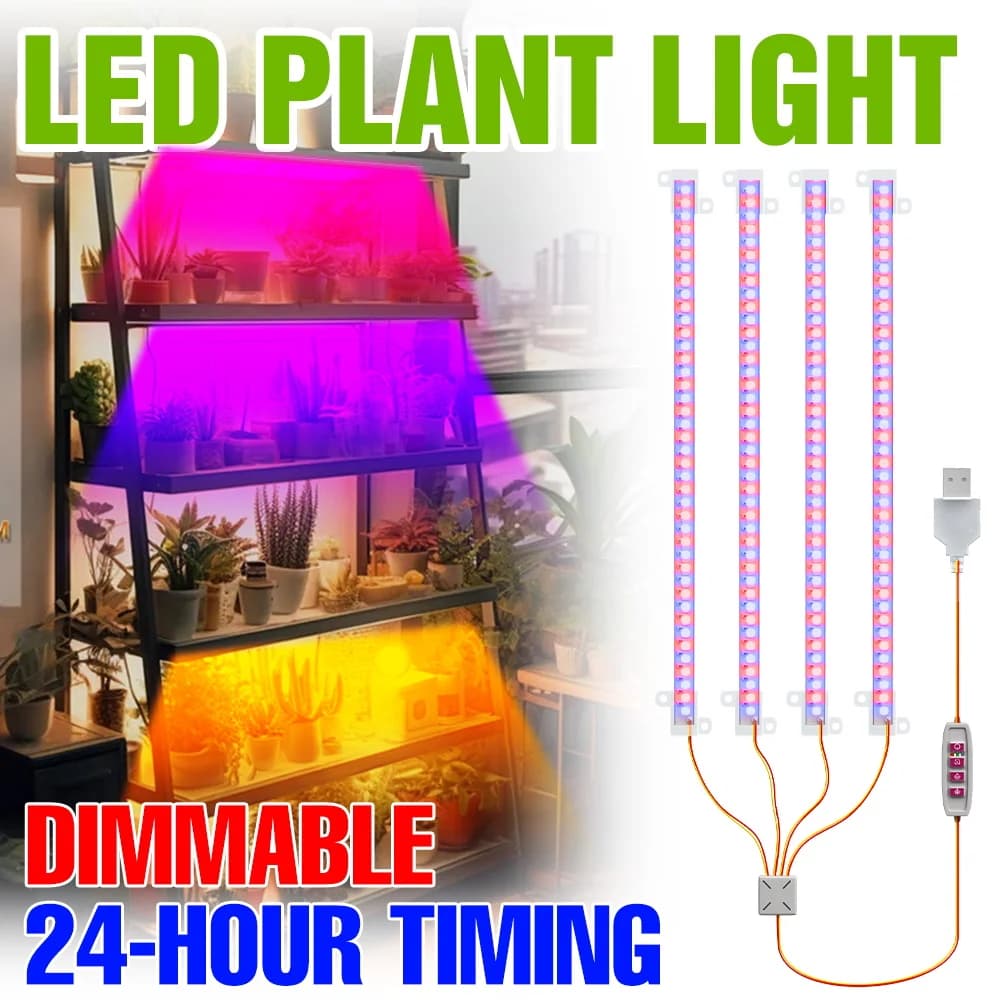 USB Complete Spectro Cultivation LED Bar, 5V Dimmable Indoor Plant Lamp, for Fat Plants, Flowers and Cactus