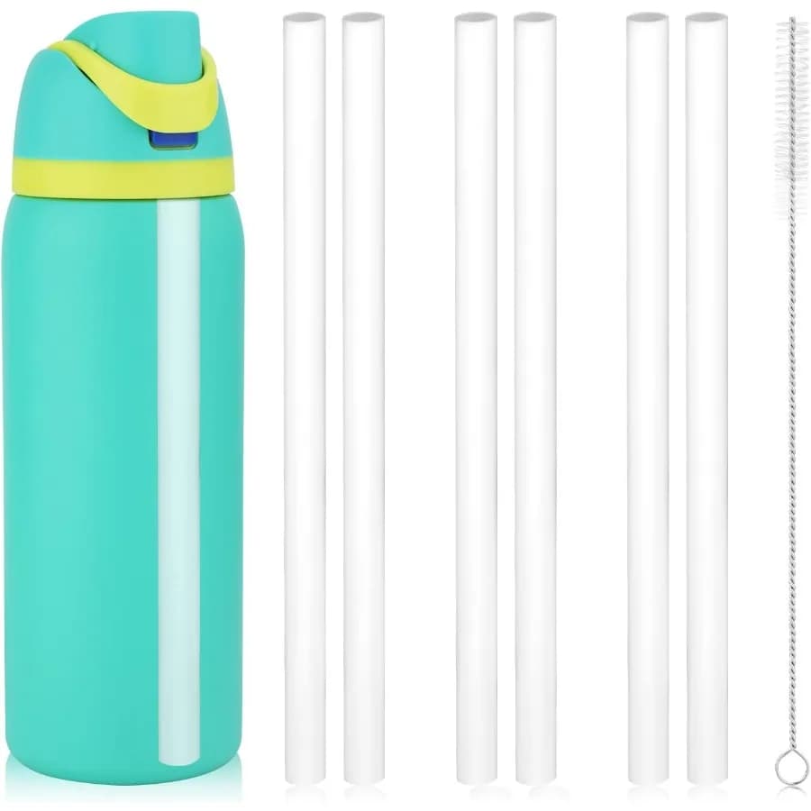 Cannucce di ricambio da 6 pezzi per bottiglia d'acqua Owala 24 oz 32 oz Cannucce di plastica riutilizzabili con spazzola per pulizia per tazza da viaggio 24 once 32 once