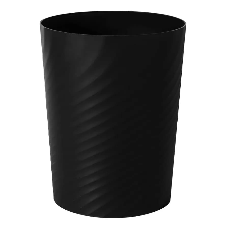 Bidone della spazzatura compatto in plastica nera con coperchio per bagno, lavanderia, cucina, ufficio, dormitorio, piccolo cestino per rifiuti da 1,8 galloni