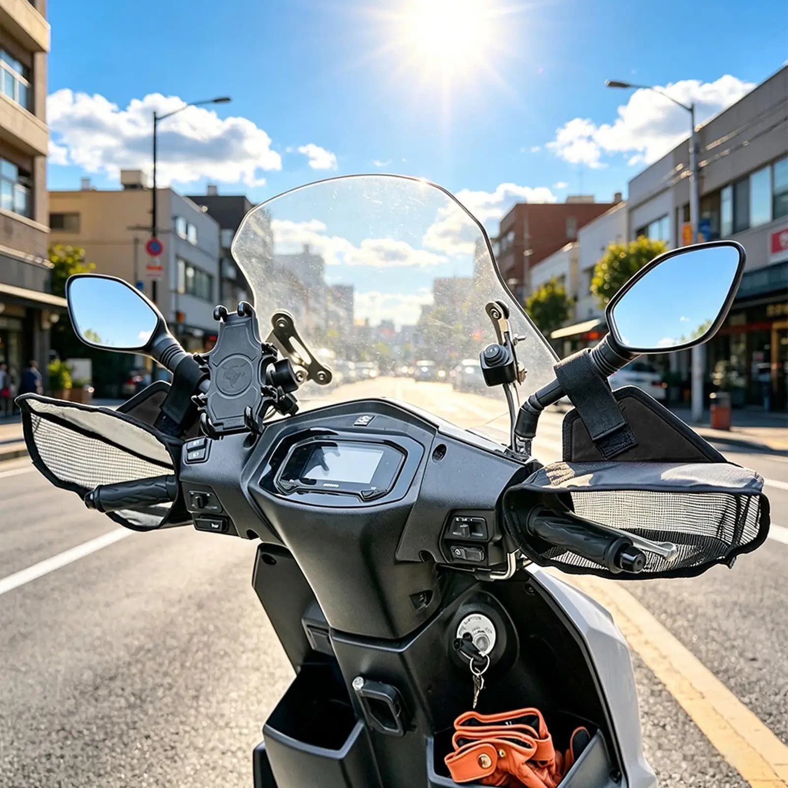 Motorcycle Handlebar Muffs Breathable Mesh Muffs Bike Mittens For Scooter Bike Mountain Road Long Distance Riding Commuting