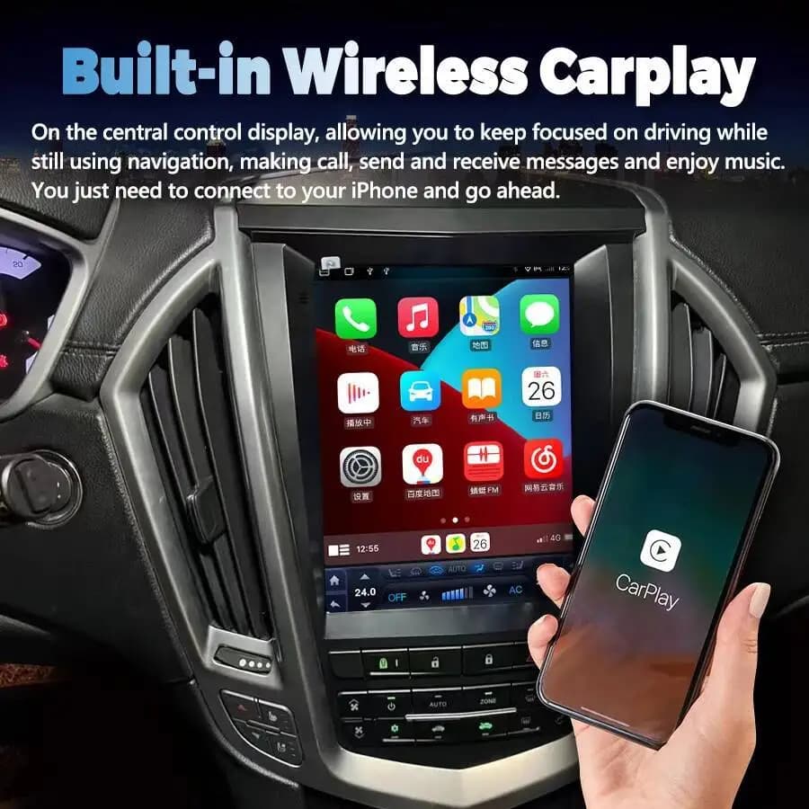 Android 15 GPS For Cadillac SRX 2009-2012 4G 10.4inch Navigation Video Player Carplay Android Screen WIFI Car Radio Multimedia