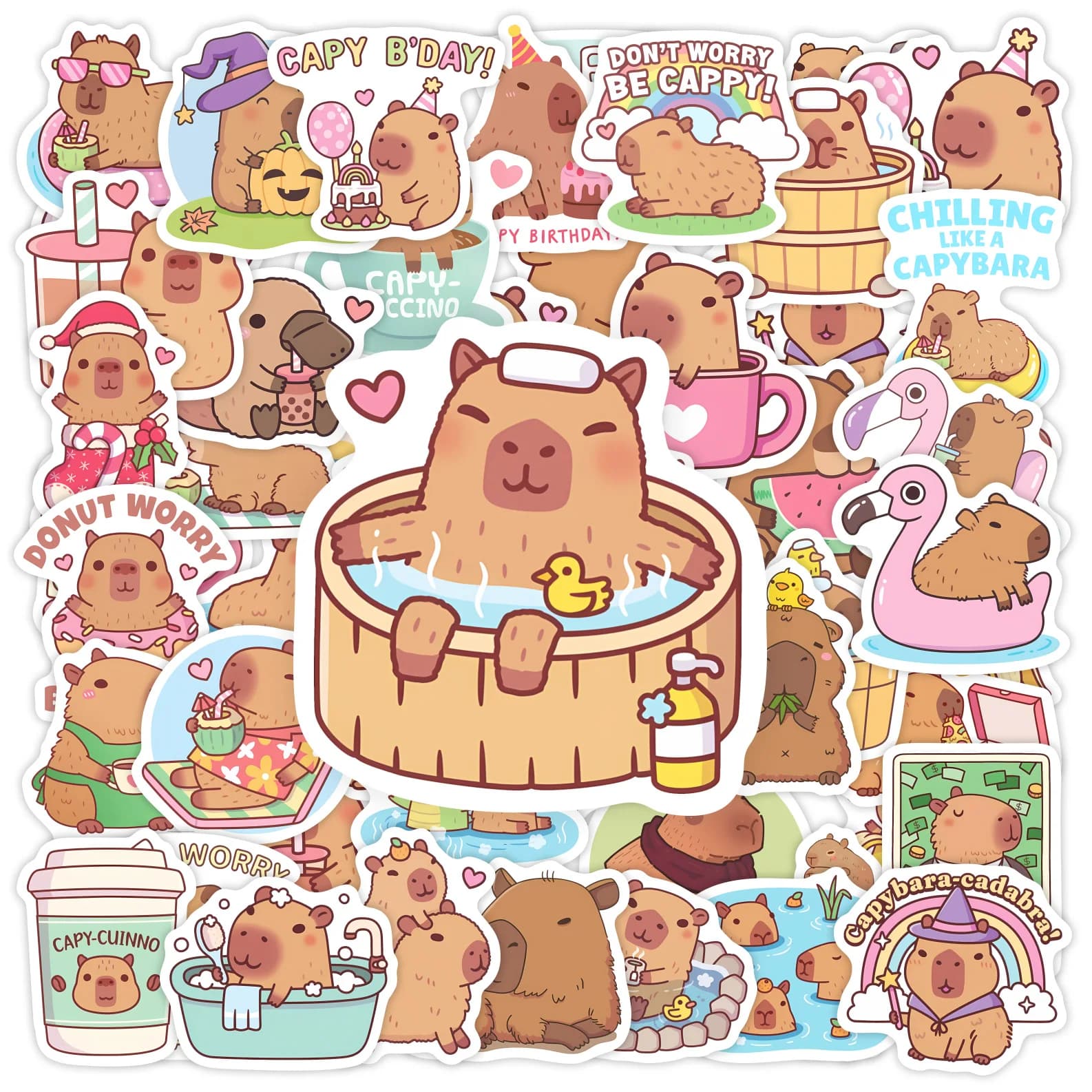 Simpatico capibara Cafe adesivi cartone animato divertente animale fai da te giocattoli per bambini regalo per diario scrapbook laptop telefono bagagli impermeabile