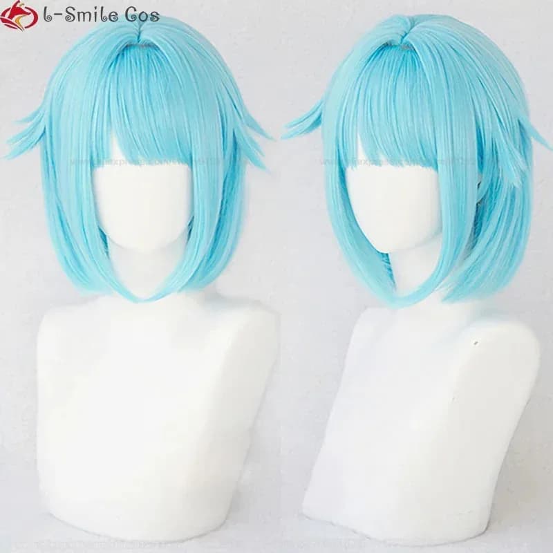 ES Shino Hajime Blue Short Cosplay Anime Fibra ad alta temperatura Capelli sintetici Parrucche di Halloween + Cappellino per parrucca