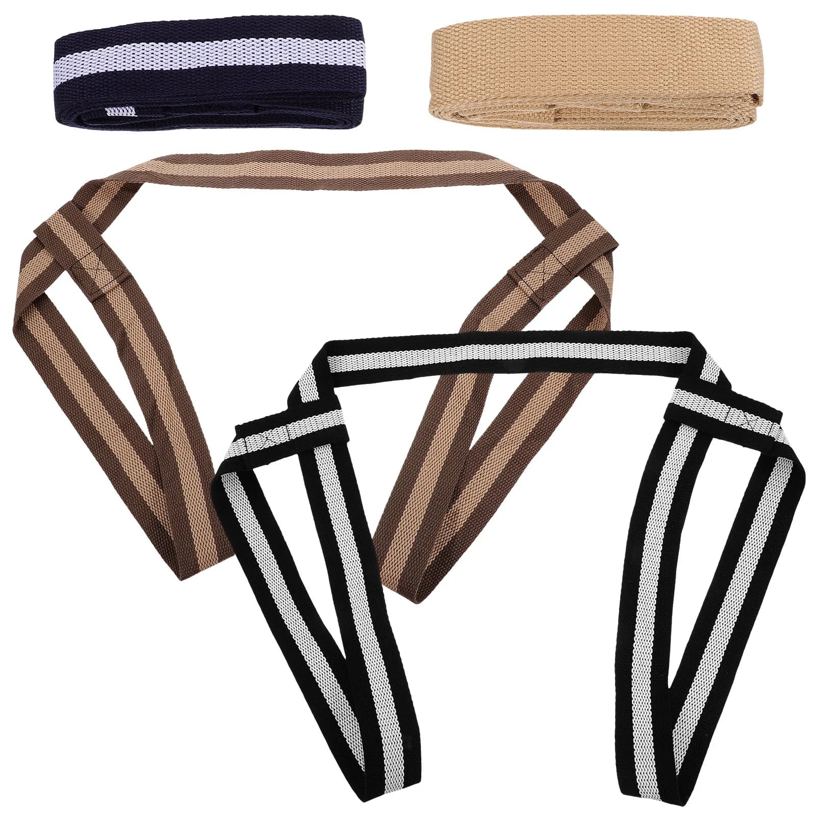 Set di 4 Cinghie per Tappetino Yoga in Robusto Tessuto Poliestere-Cotone, Fascia di Fissaggio Compatta e Pieghevole per Palestra, Casa, Viaggi ed Esercizi