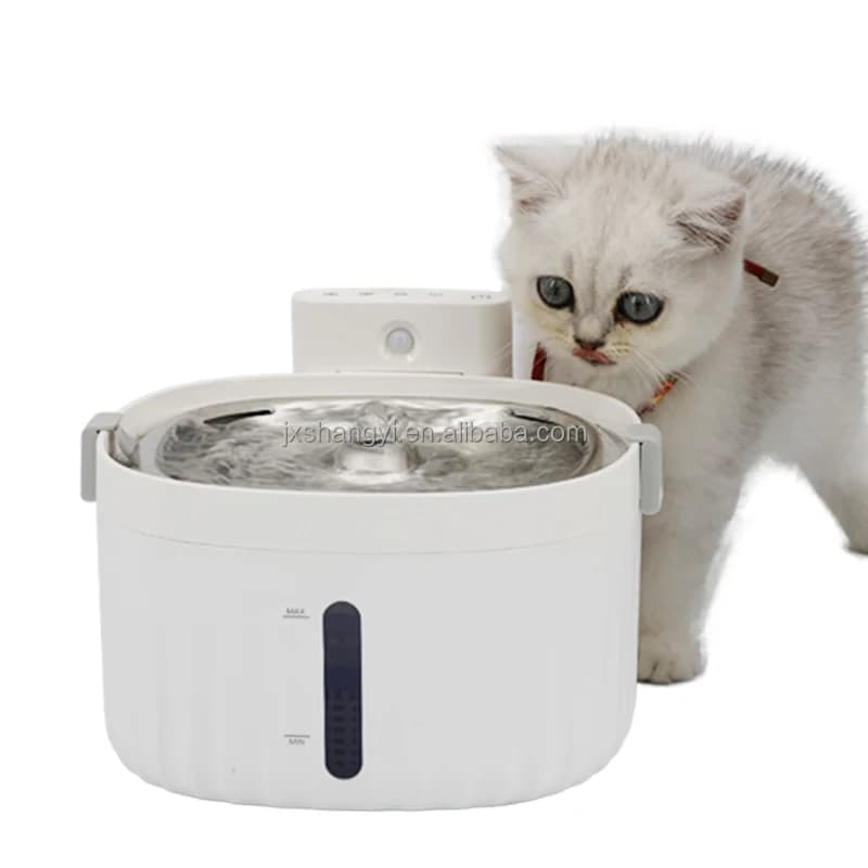 hit productFactory OEM 2L Sensor Wireless Stainless Steel Smart Automatic Pet Water Fountain for Cats Litter Dog Pet