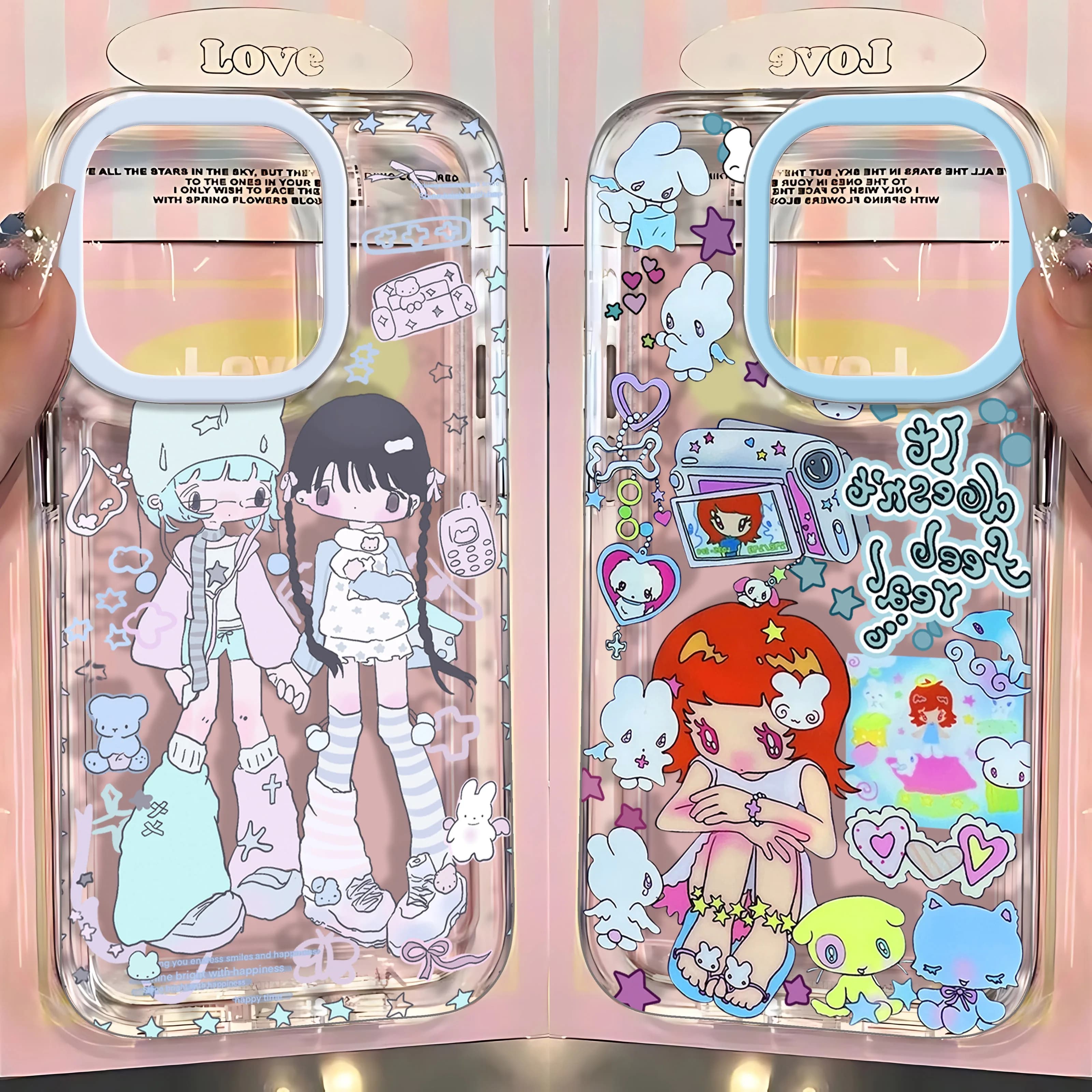 Japanese Red Haired Girl Phone Case For Samsung Galaxy S25 S24 S23 S22 S21 S20 FE Note20 Note10 Edge Plus Ultra Lite 5G Clear
