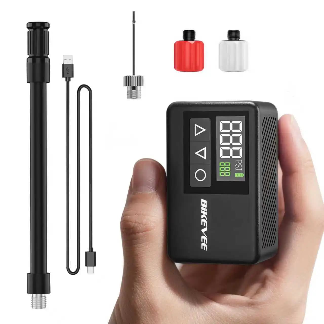 Mini Pompa Elettrica Portatile 120PSI per Bici con Gonfiaggio Rapido, Arresto Automatico e Manometro Digitale per E-Bike e Varie Biciclette e Palloni