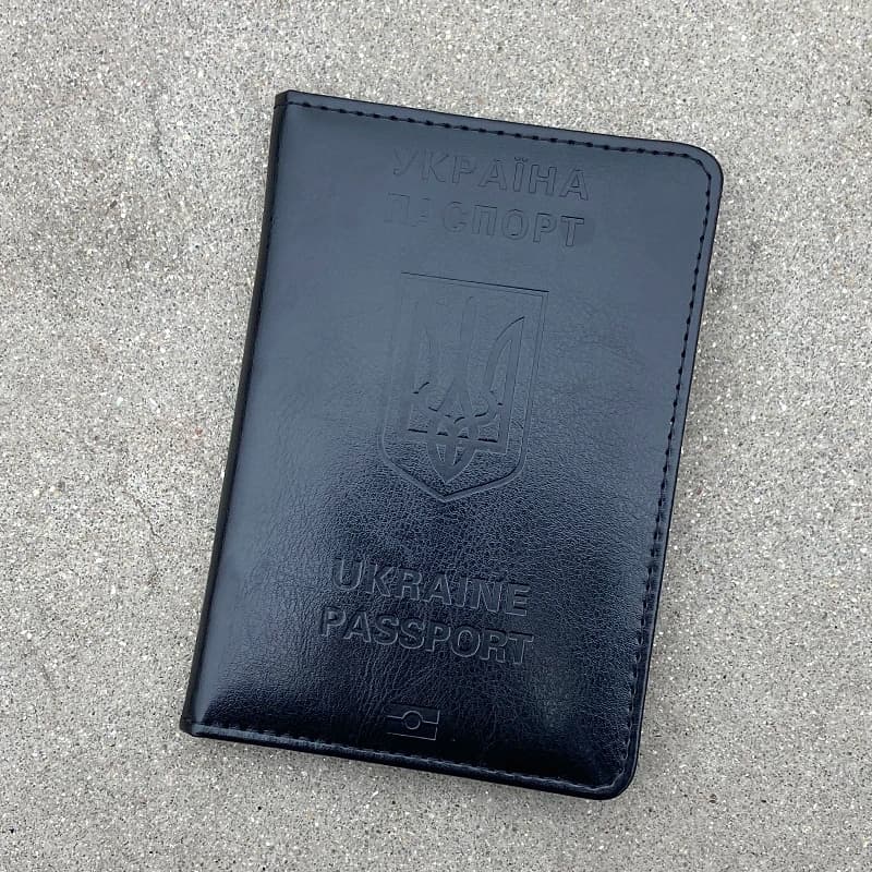 Ucraina porta passaporto da uomo custodia in pelle nera Pu su passaporto custodia a portafoglio da viaggio Passaporte Viagem