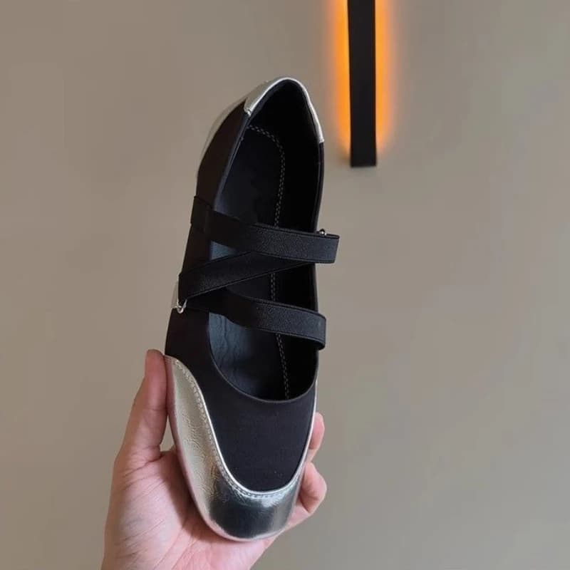 Scarpe Basse da Donna Primavera 2026 Nuove Ballerine Stile Francese Mary Jane con Fascia Elastica Slip-On Mocassini Casual da Donna con Tacco Incrociato