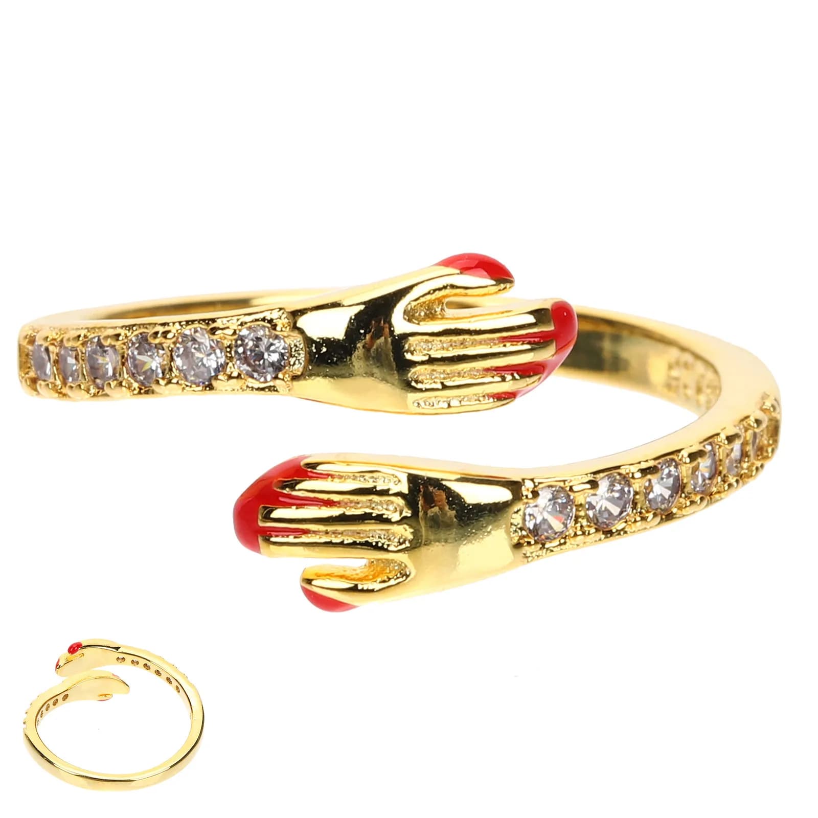 Anelli Abbraccio per Donne in Lega, Eleganti e Minimalisti, Stile Mano che Abbraccia, Anello Aperto Alla Moda per Uso Quotidiano, Regalo Simbolo di Cura